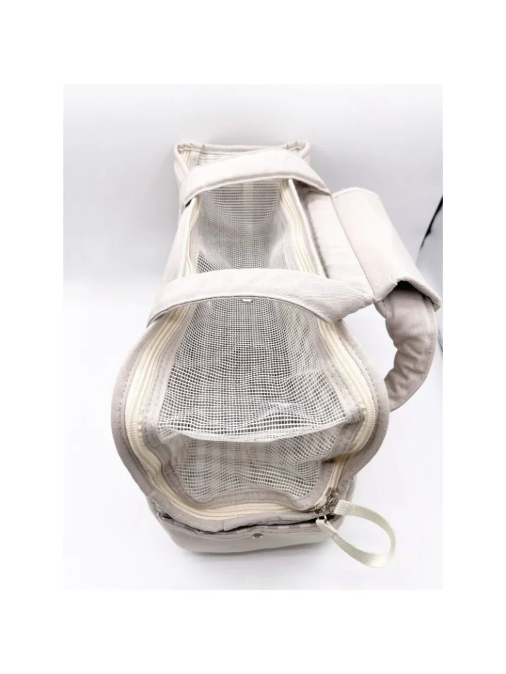 New ONECUTE Small Beige Canvas Mesh Puppy Dog Carrier Handbag Tote Travel Pet